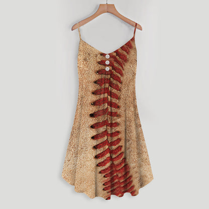 Baseball Spaghetti Strap Summer Dress | Sleeveless V Neck Mini Dress | Sundress